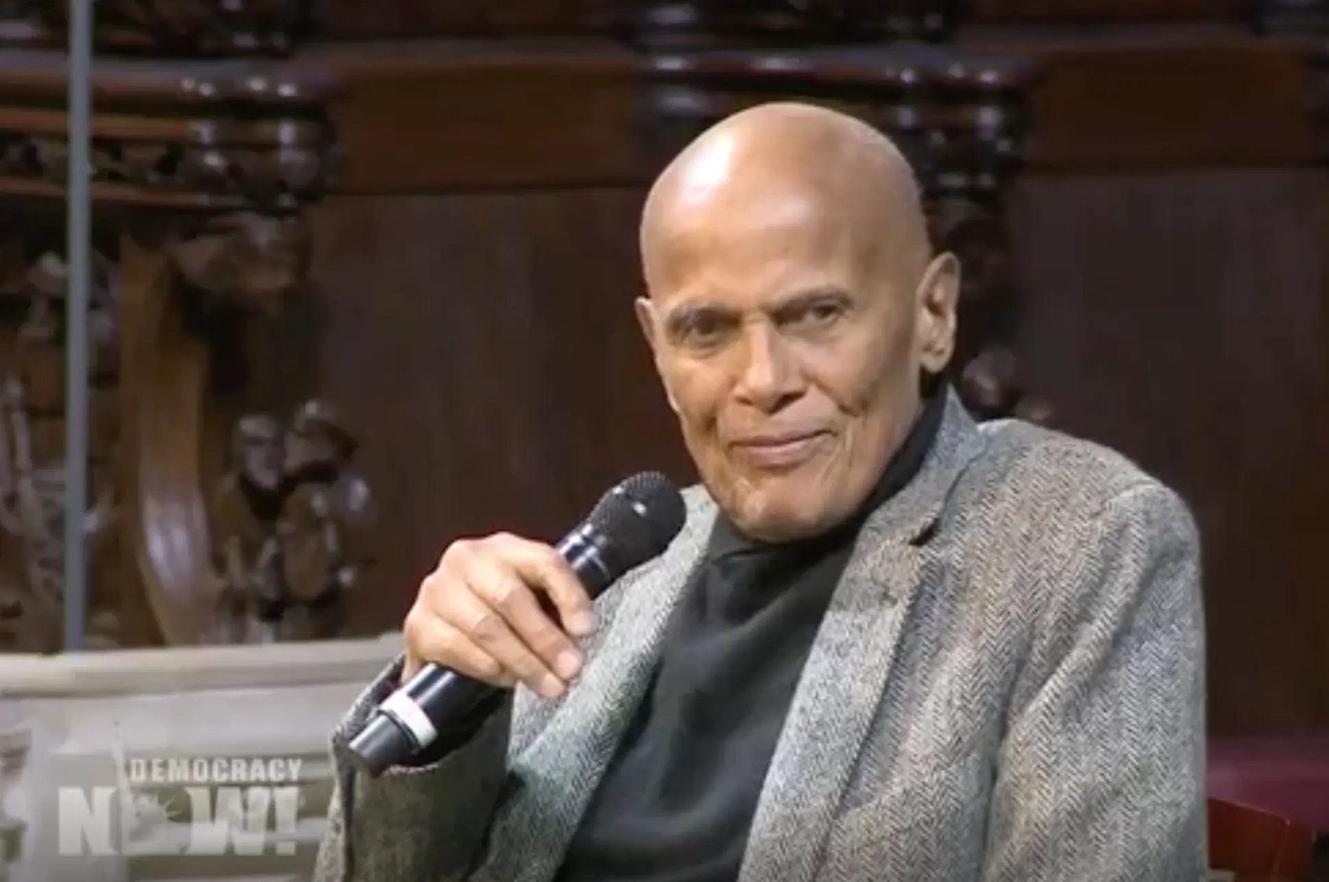 Democracy Now interview photo