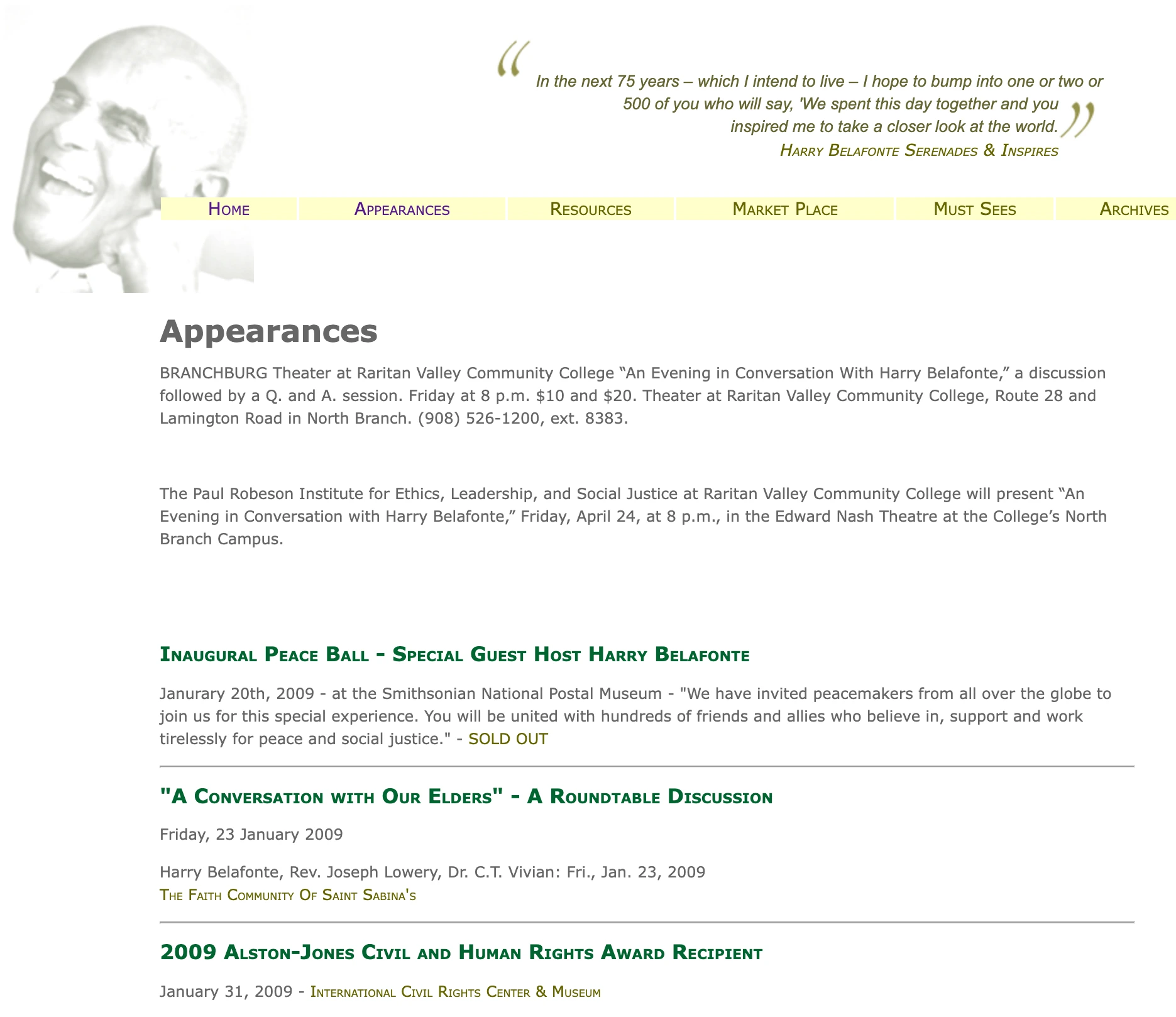 Old website screenshot